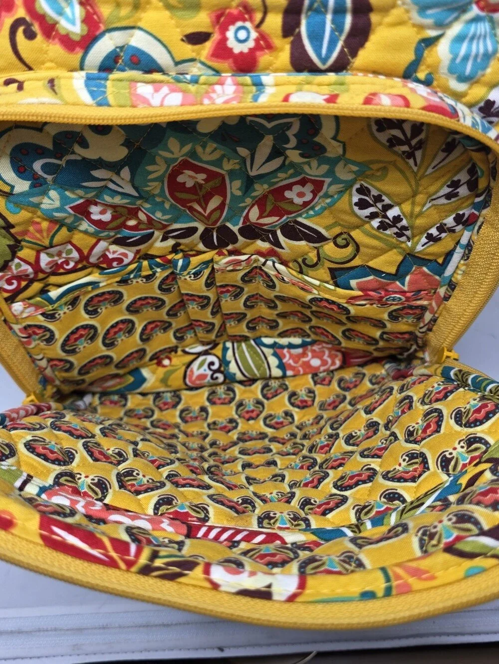 Vera Bradley Provencial  Yellow Quilted Backpack Organizer & Laptop Sleeve
